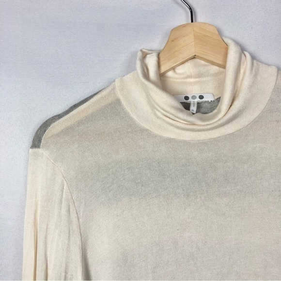 Three Dots Cream & Gray Stripe Mock Neck Long Sleeve XL - Picture 3 of 3